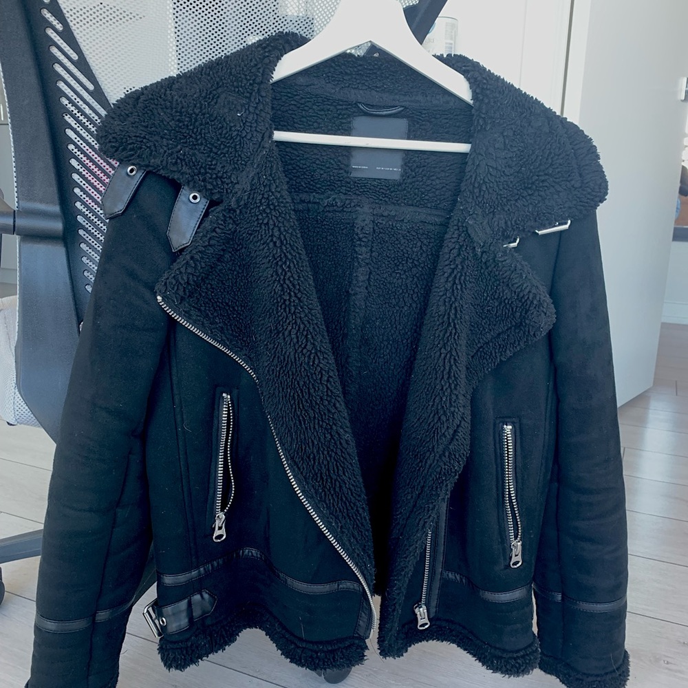 Zara Fur Lined Moto Jacket